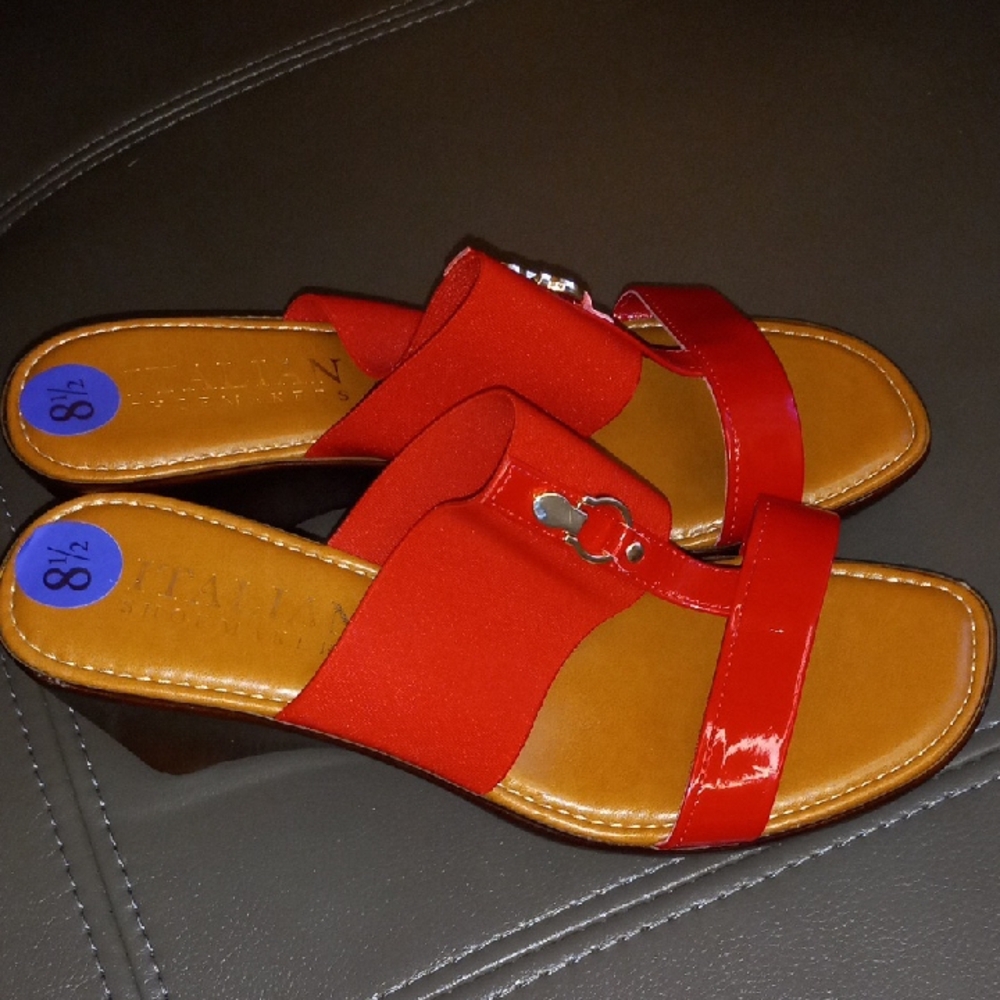 Italian Shoemakers Red Slide Sandals